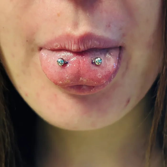 Finished lip piercing