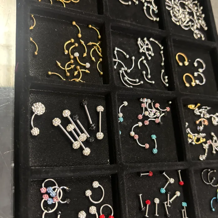 Studs and hoops jewelry display at Full Tilt